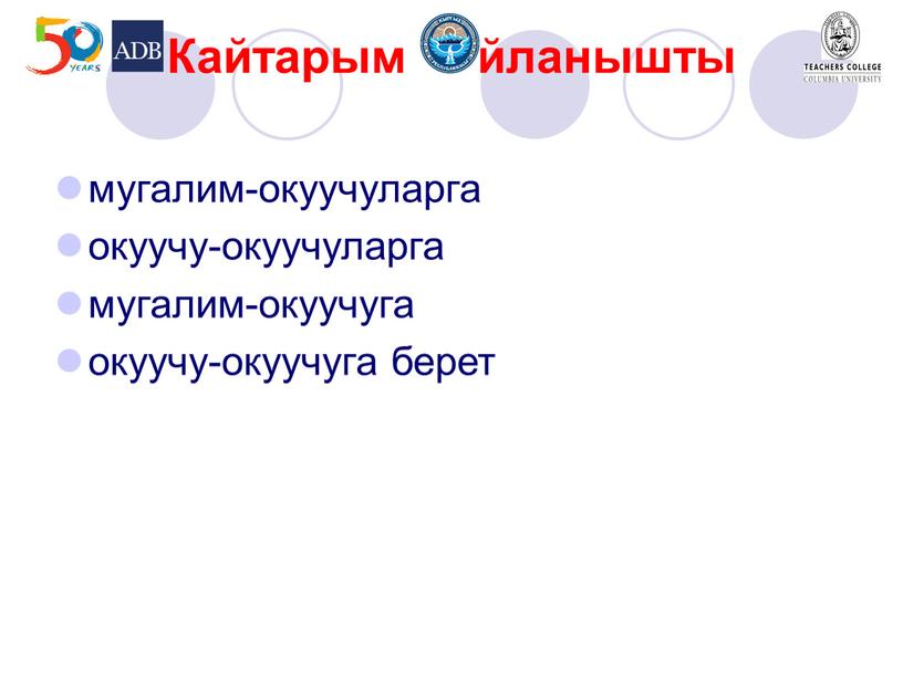 Кайтарым байланышты мугалим-окуучуларга окуучу-окуучуларга мугалим-окуучуга окуучу-окуучуга берет