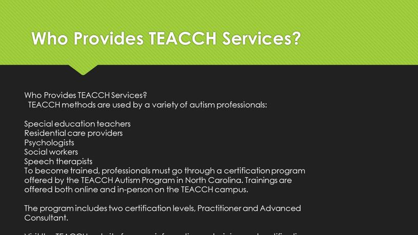 Who Provides TEACCH Services?