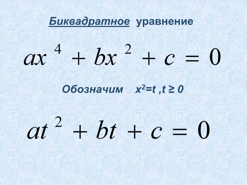 X4 5x2 4 0 биквадратное уравнение решите