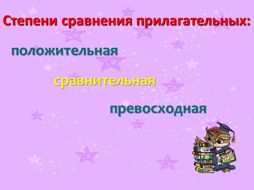 Степени сравнения прилагательных: положительная сравнительная превосходная