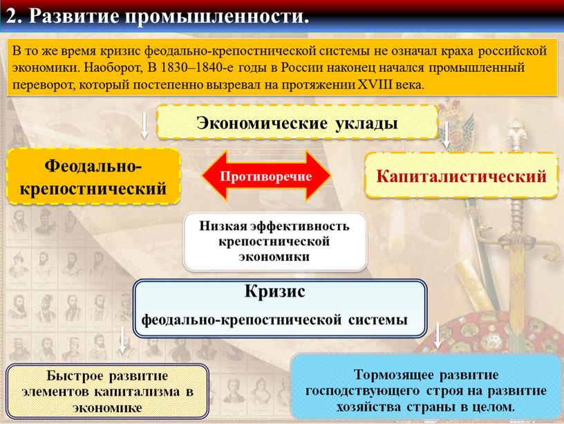 В то же время кризис феодально-крепостнической системы не означал краха российской экономики