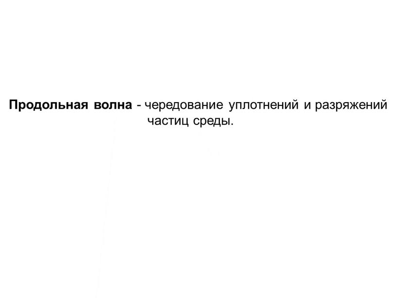 Продольная волна - чередование уплотнений и разряжений частиц среды