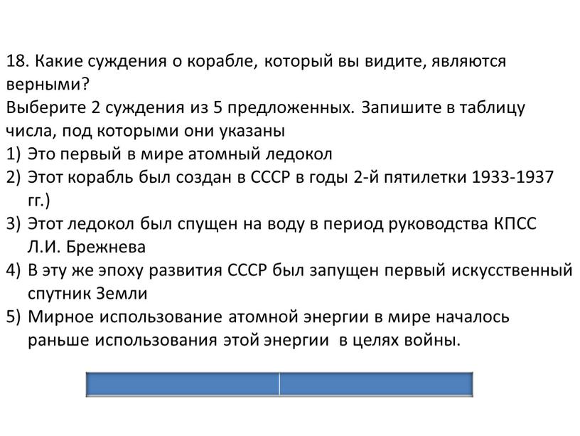 Какие суждения о корабле, который вы видите, являются верными?