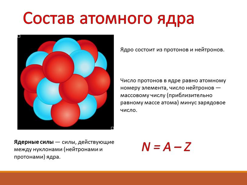 Ядро состоит из протонов и нейтронов
