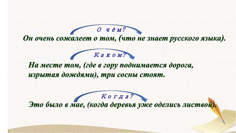 Он очень сожалеет о том, (что не знает русского языка)