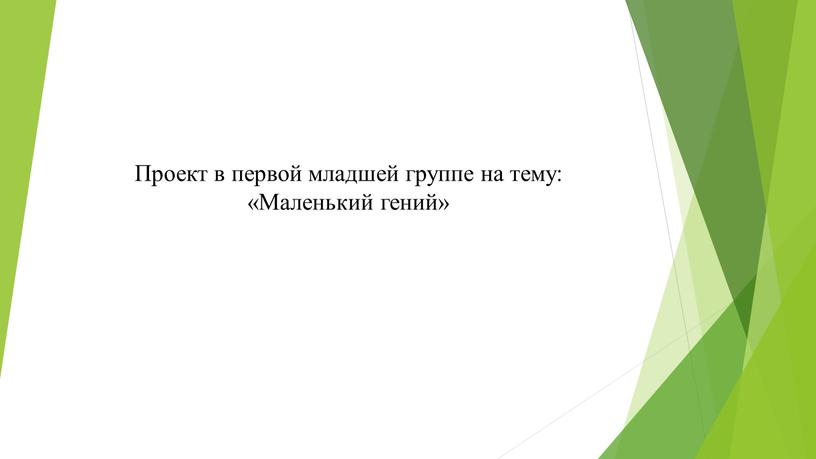 Проект в первой младшей группе на тему: «Маленький гений»