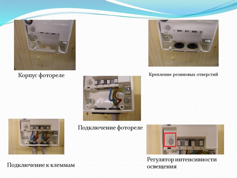 Корпус фотореле Крепление резиновых отверстий