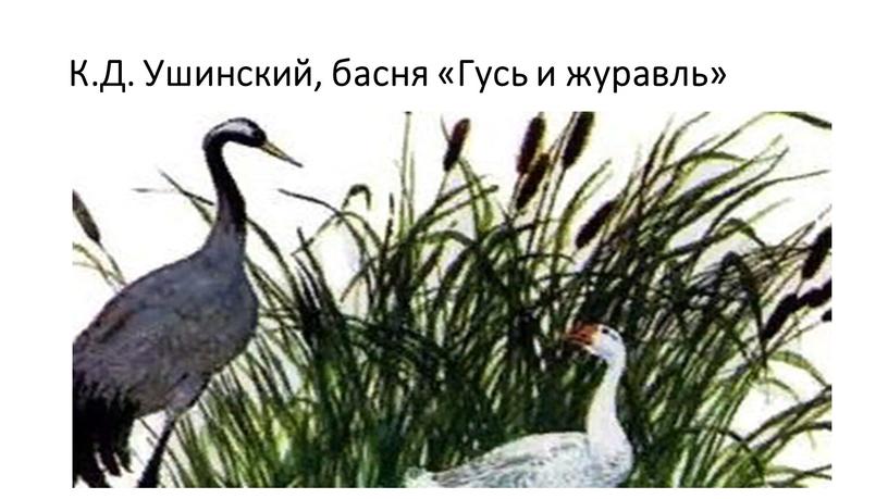 К.Д. Ушинский, басня «Гусь и журавль»