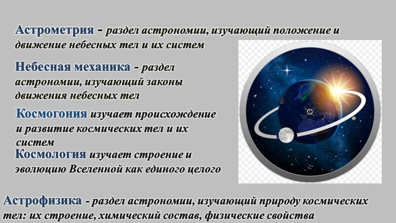 Астрометрия - раздел астрономии, изучающий положение и движение небесных тел и их систем