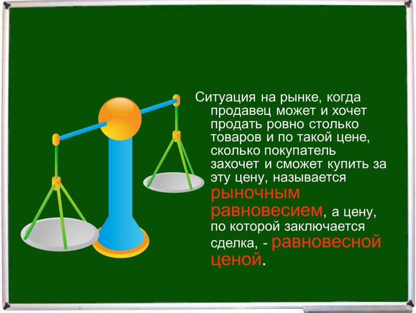 Ситуация на рынке, когда продавец может и хочет продать ровно столько товаров и по такой цене, сколько покупатель захочет и сможет купить за эту цену,…