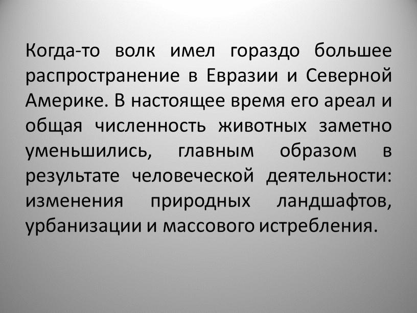 Когда-то волк имел гораздо большее распространение в