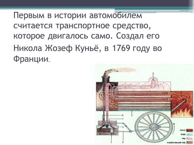 Первым в истории автомобилем считается транспортное средство, которое двигалось само