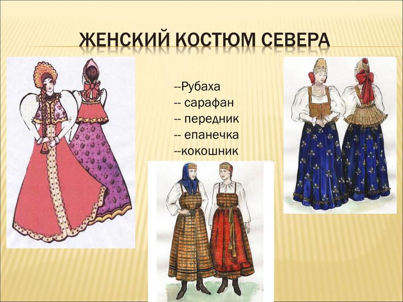 Женский костюм севера -Рубаха - сарафан - передник - епанечка -кокошник