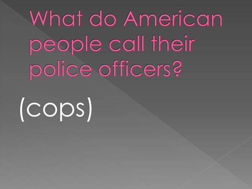 What do American people call their police officers? (cops)