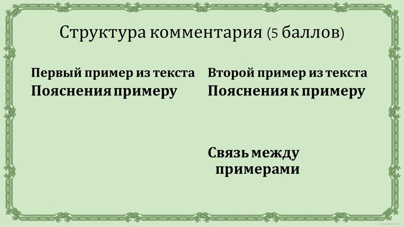 Структура комментария (5 баллов)