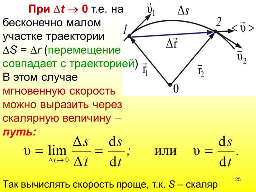 При  t  0 т.е. на бесконечно малом участке траектории 