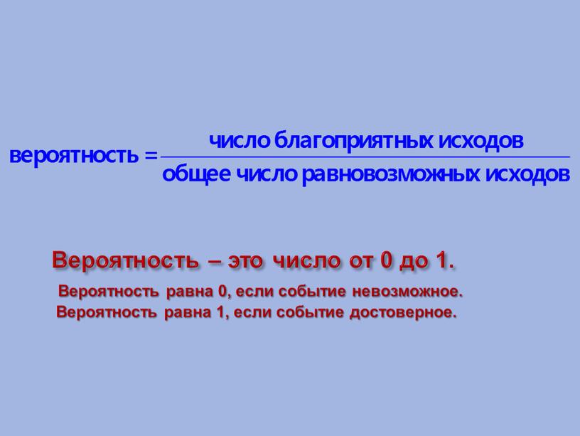 Вероятность – это число от 0 до 1