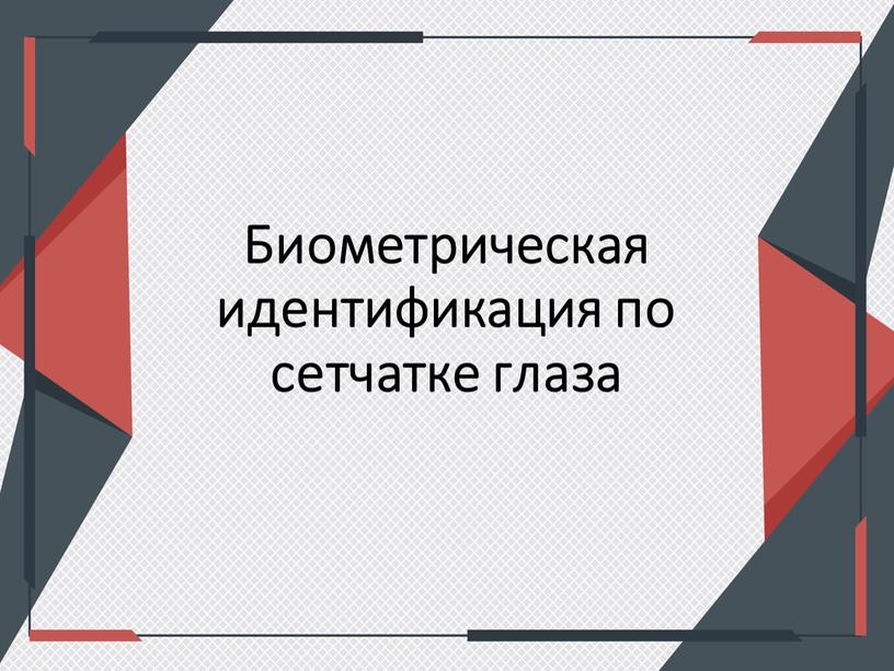 Биометрическая идентификация по сетчатке глаза