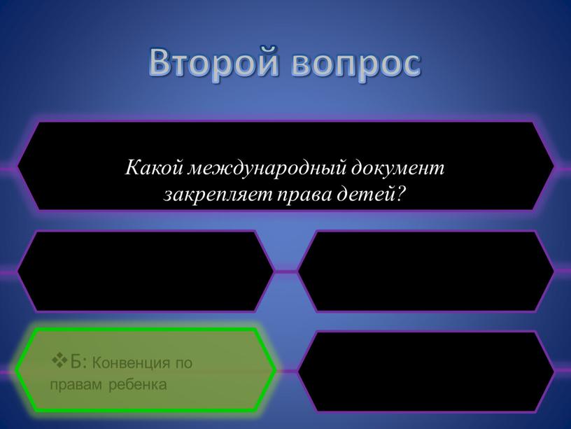 Второй вопрос Какой международный документ закрепляет права детей?