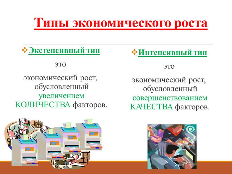 Типы экономического роста Экстенсивный тип это экономический рост, обусловленный увеличением