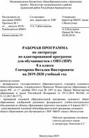 Адаптированная рабочая программа для детей с ОВЗ (VII0 вида по литературе