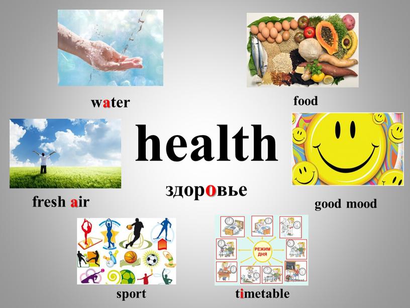 water fresh air sport food good mood timetable health здоровье