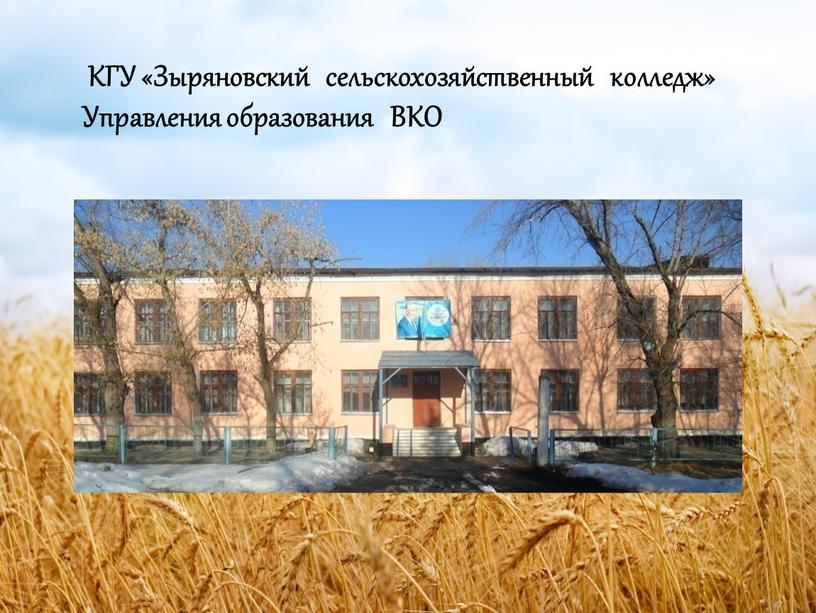 КГУ «Зыряновский сельскохозяйственный колледж»
