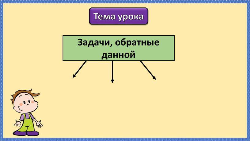 Тема урока Задачи, обратные данной