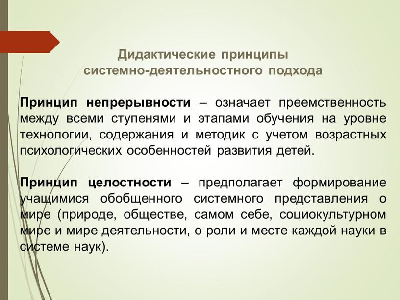 Дидактические принципы системно-деятельностного подхода