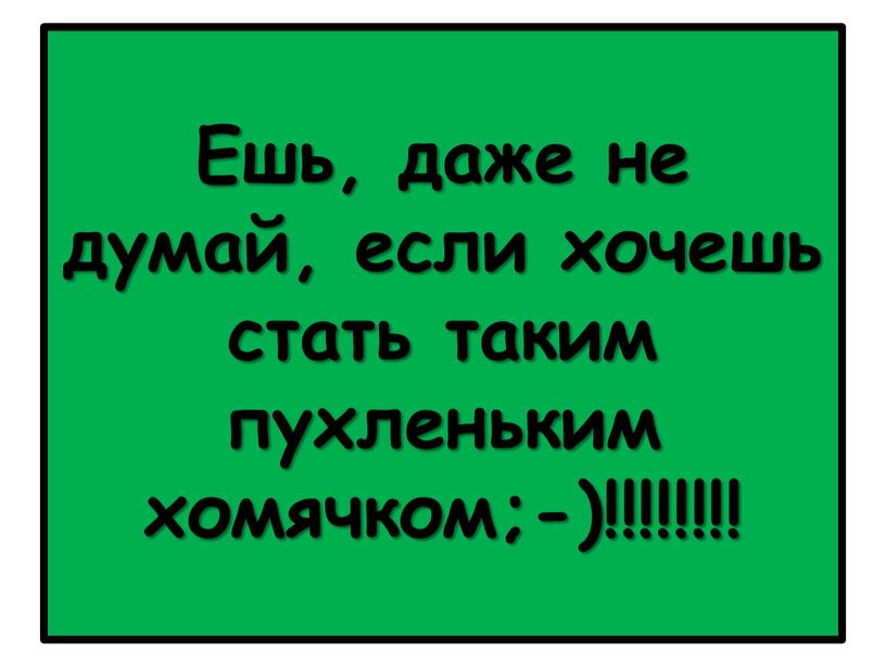 Ешь, даже не думай, если хочешь стать таким пухленьким хомячком;-)!!!!!!!!