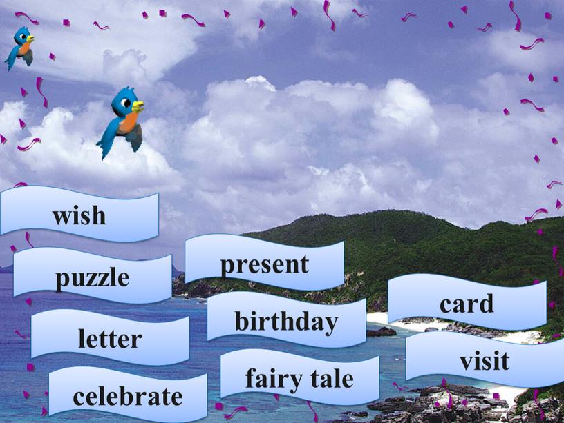 letter celebrate birthday fairy tale puzzle visit card present wish