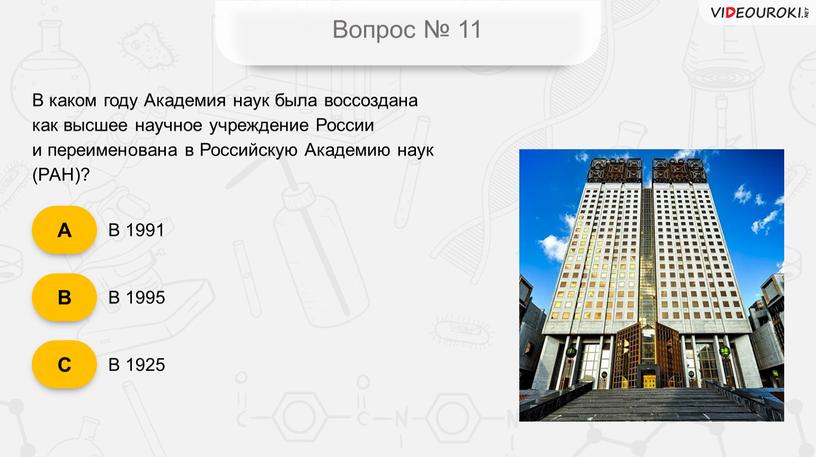 Вопрос № 11 В 1991 В 1995 В 1925