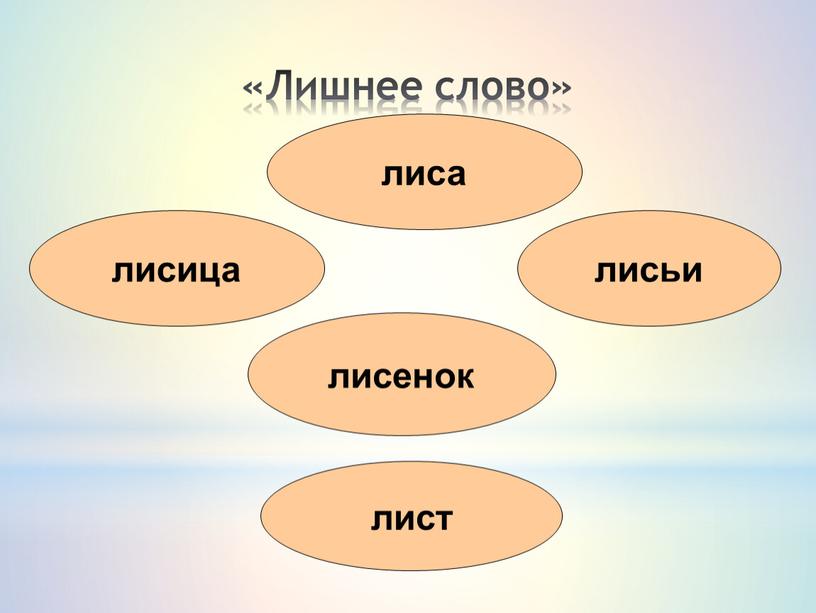 Лишнее слово» лисица лист лисенок лисьи лиса