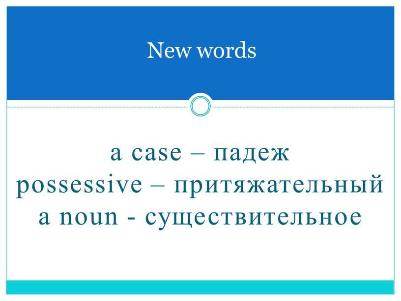 a case – падеж possessive – притяжательный a noun - существительное New words