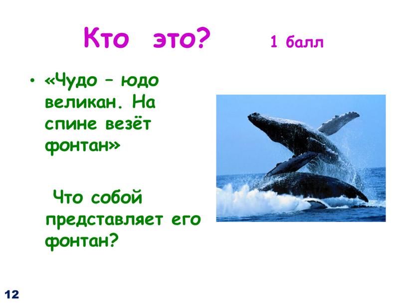 Кто это? 1 балл «Чудо – юдо великан