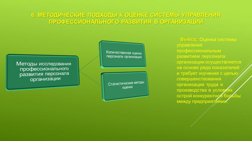 Методические подходы к оценке системы управления профессионального развития в организации