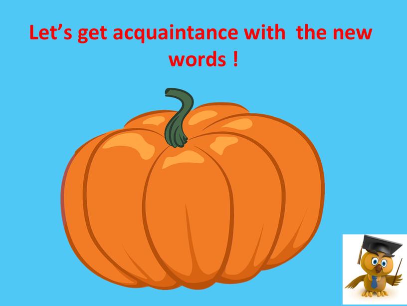 Let’s get acquaintance with the new words !