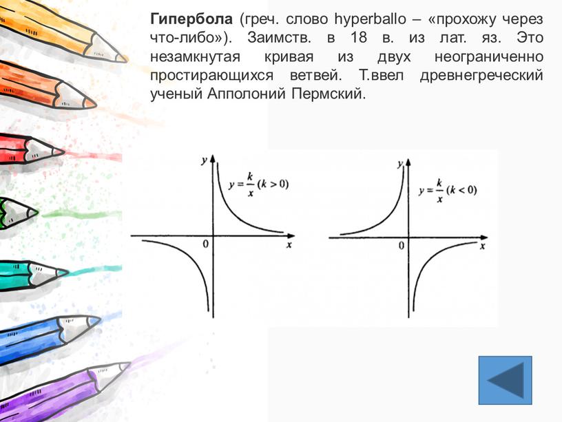 Гипербола (греч. слово hyperballo – «прохожу через что-либо»)