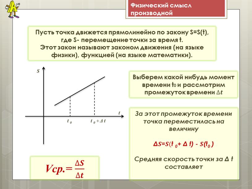 Пусть точка движется прямолинейно по закону