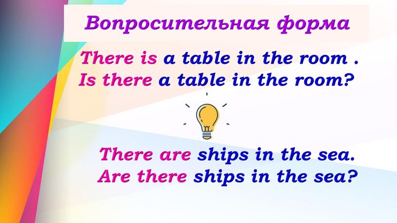 Вопросительная форма There is a table in the room