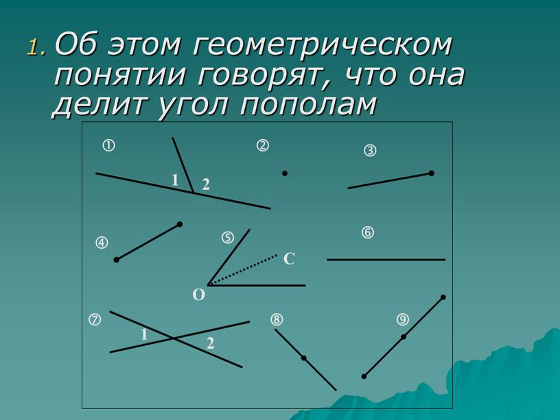 Об этом геометрическом понятии говорят, что она делит угол пополам