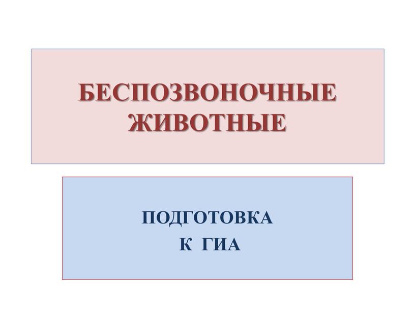 БЕСПОЗВОНОЧНЫЕ ЖИВОТНЫЕ ПОДГОТОВКА