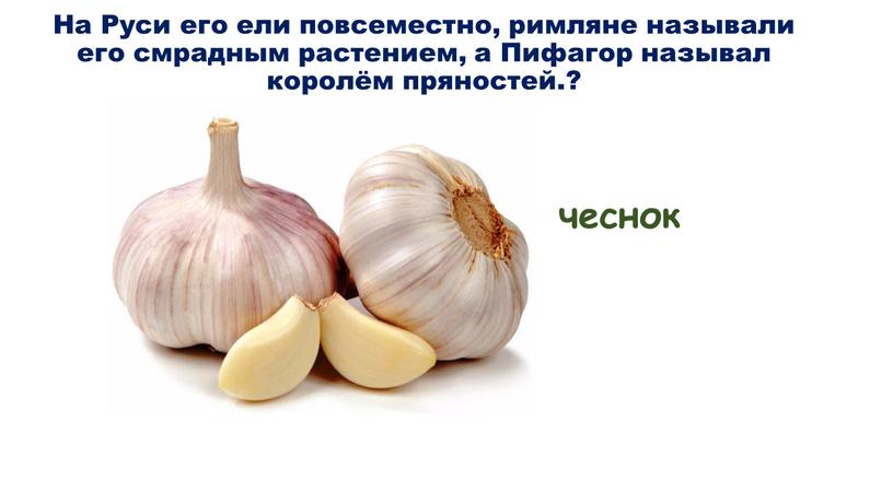 На Руси его ели повсеместно, римляне называли его смрадным растением, а