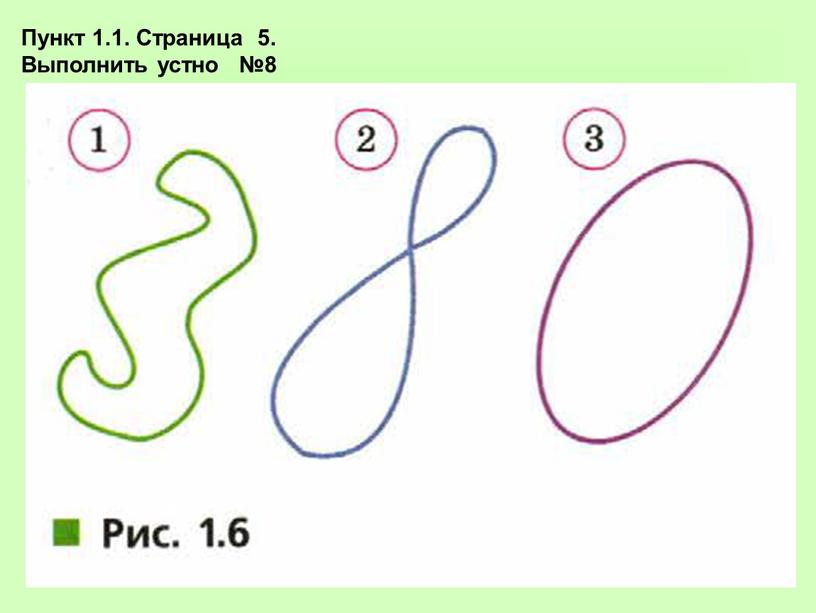 Пункт 1.1. Страница 5. Выполнить устно №8