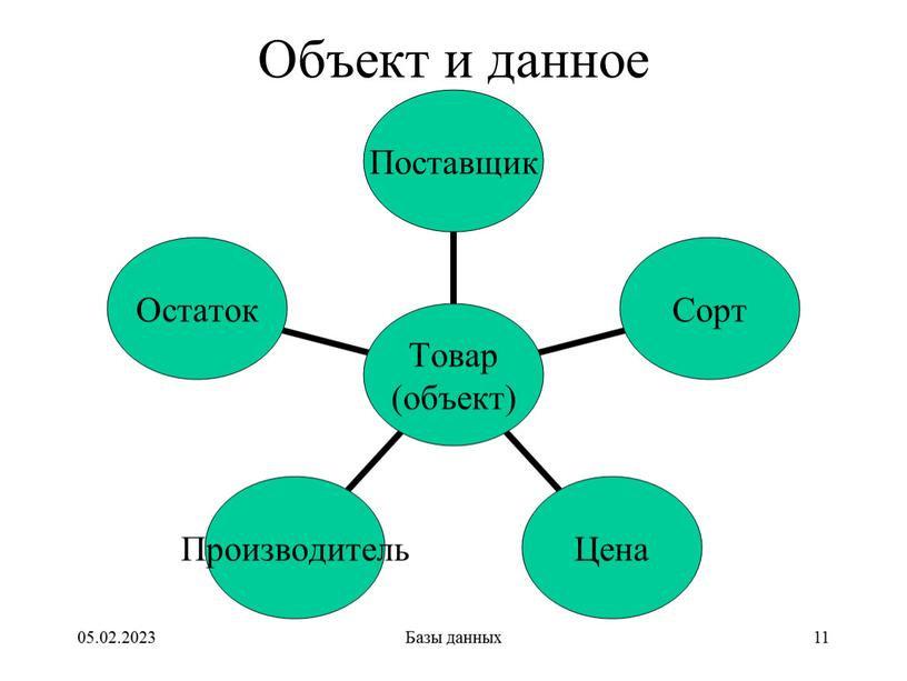 05.02.2023 Базы данных 11 Объект и данное