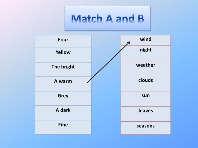 Match A and B Four Yellow The bright