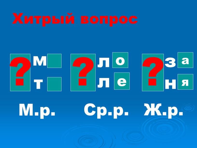 Хитрый вопрос ? ? ? М.р. Ср.р.