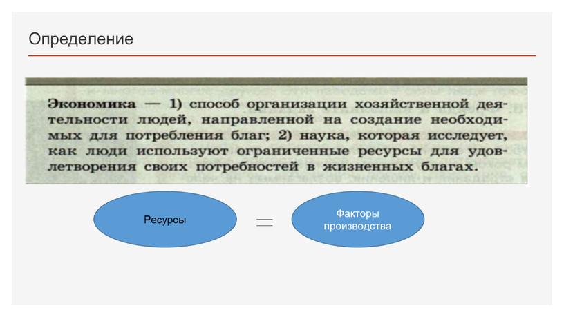 Определение Ресурсы Факторы производства