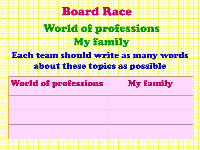 Board Race World of professions