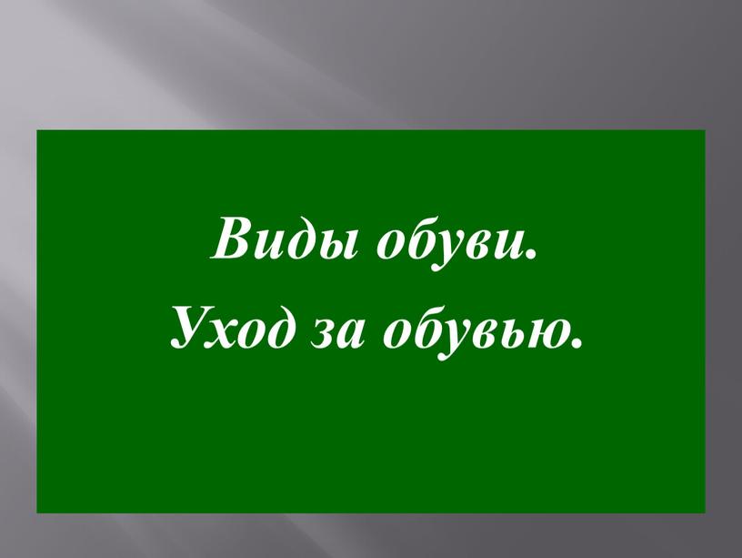 Виды обуви. Уход за обувью.